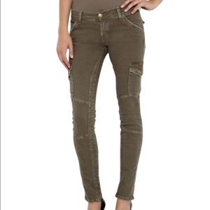Current/Elliott-Distressed Green Cargo Skinny Jean